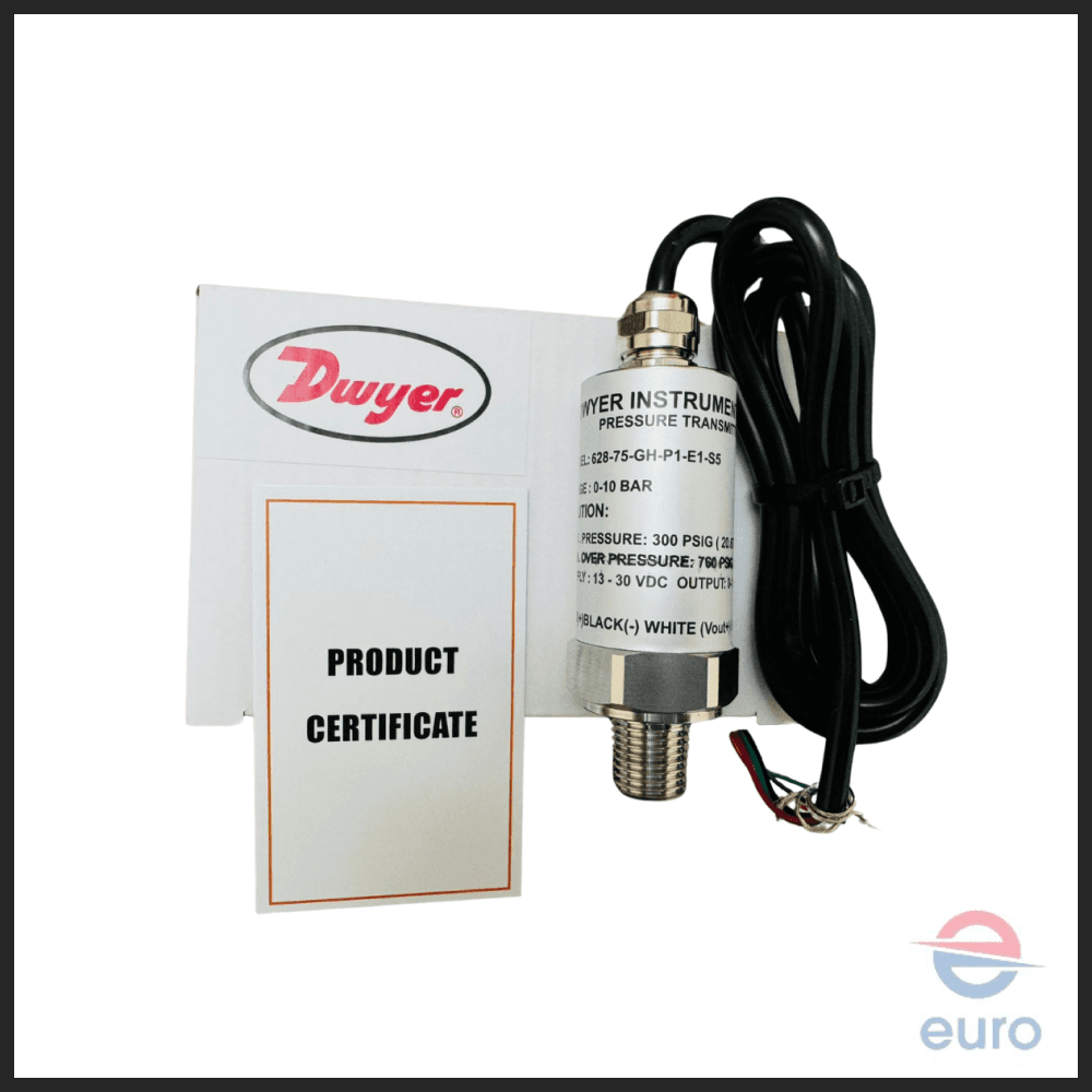 Dwyer Pressure Transmitter 0-10 BAR, 628-75-GH-P1-E1-S5