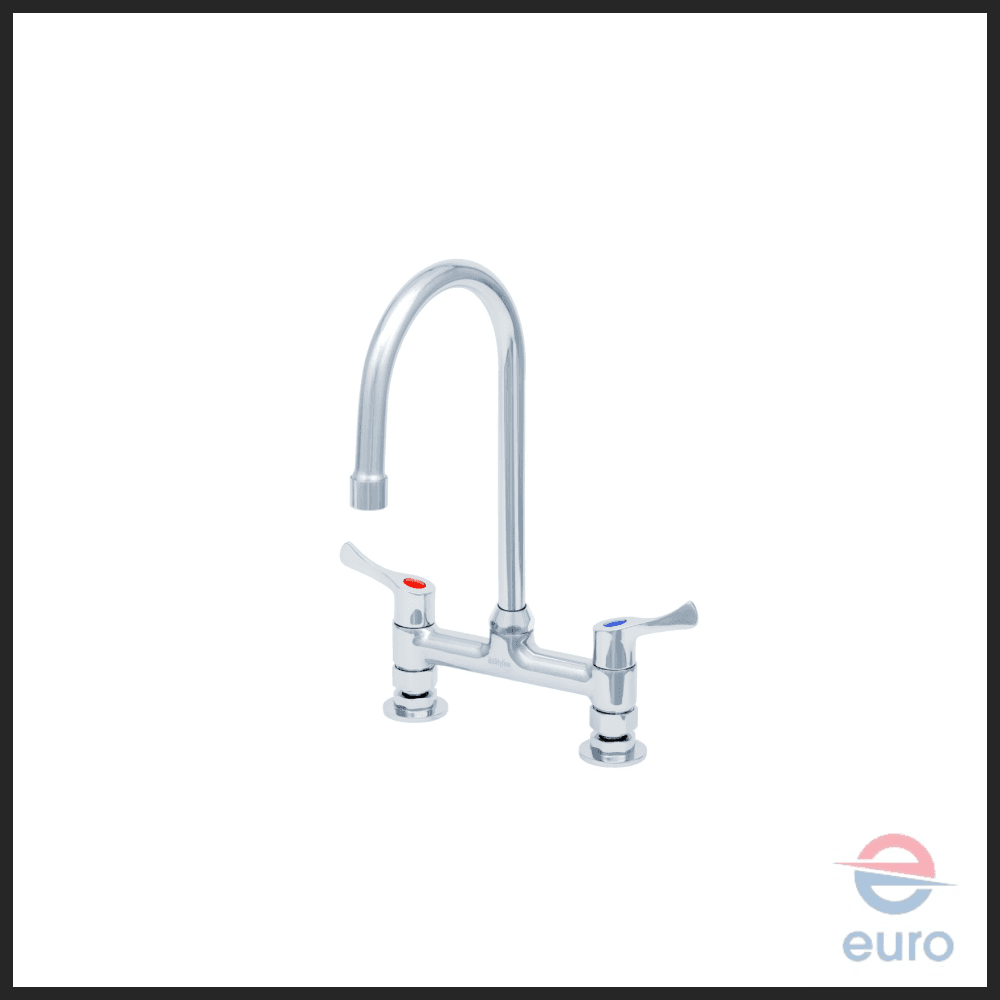 6" Deck Mount Mixing Faucet, 5" Swivel Gooseneck w/ 2.2 GPM Aerator, Lever Handles & G1/2 Female Inlets
