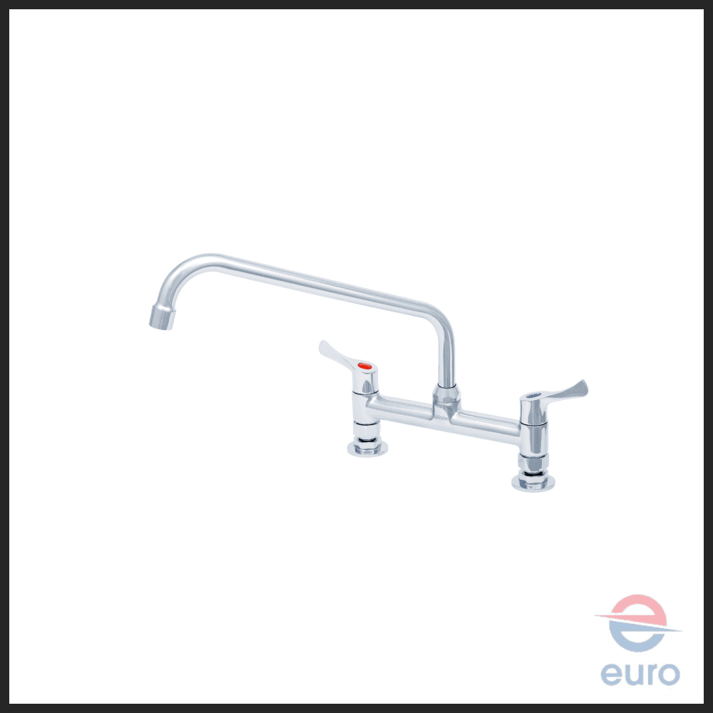 8" Deck Mount Mixing Faucet, 12" Swing Nozzle w/ 2.2 GPM Aerator, Lever Handles & G1/2 Female Inlets