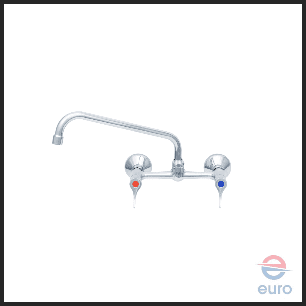 8" Wall Mount Mixing Faucet w/ 12" Swing Nozzle w/ 2.2 GPM Aerator, Lever Handles & G1/2 Offset Male Inlets