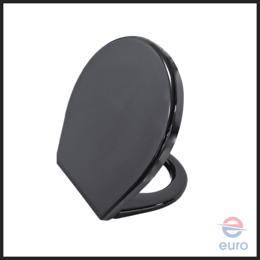 Galassia Black Color Toilet Seat and Cover with Soft Close Stainless Steel Hinges 9920NE