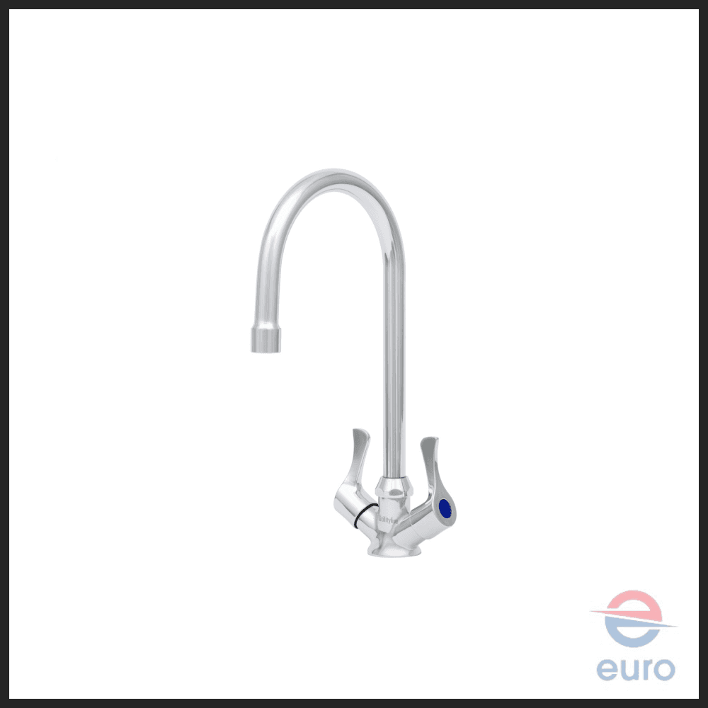 Single Hole Deck Mount Mixing Faucet, Lever Handles, 5" Swivel Gooseneck w/ 2.2 GPM Aerator & G1/2 Female Inlet