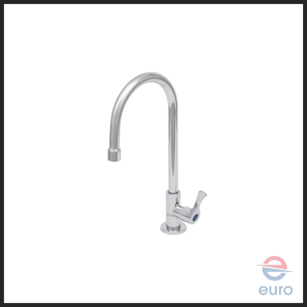 Single Hole Single Temperature Deck Mount Faucet, Lever Handle, 5" Swivel Gooseneck w/ 2.2 GPM Aerator & G1/2 Female Inlet